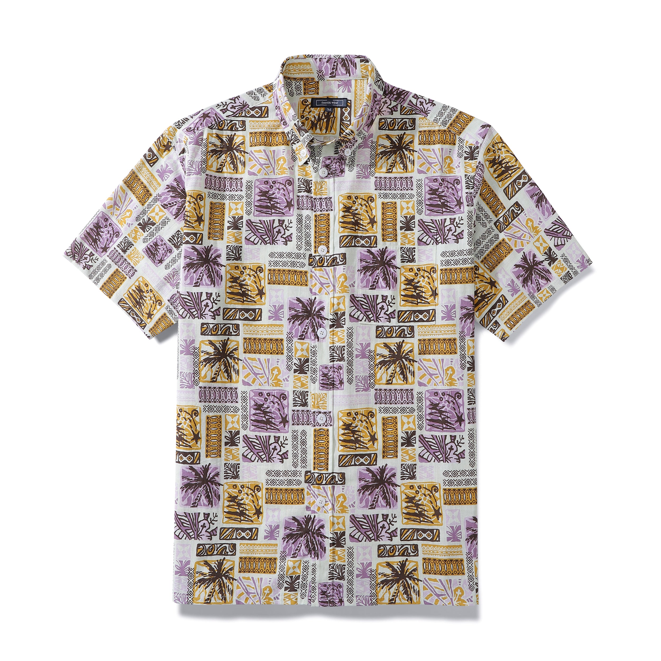 Men's Aloha Shirt Tiki Pattern Tropical Art Cotton Short Sleeve Button Down